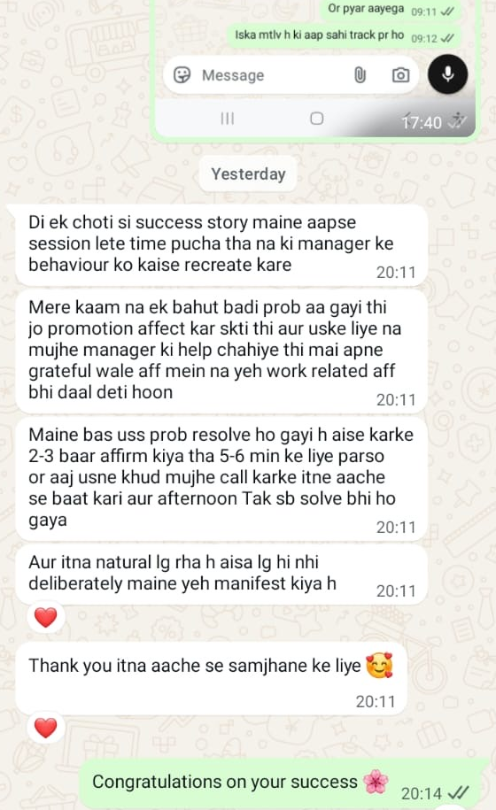 Privacy-safe WhatsApp review about a promotion and work success